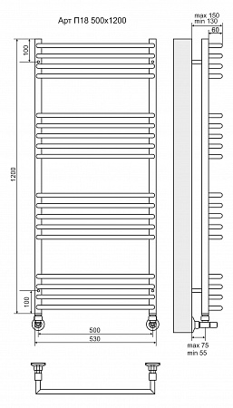 Арт П18 500х1200 Полотенцесушитель TERMINUS Кропоткин - фото 3 Арт П18 500х1200 Полотенцесушитель TERMINUS Кропоткин - фото 3
