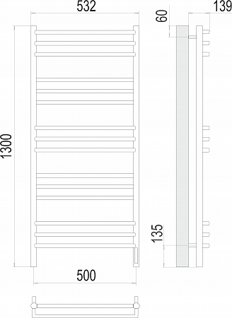 Прато П15 500х1300 электро (sensor quick touch) Полотенцесушитель  TERMINUS Кропоткин - фото 3