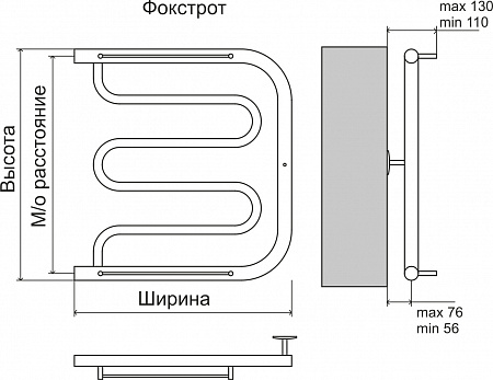 Фокстрот AISI 32х2 600х600 Полотенцесушитель  TERMINUS Кропоткин - фото 3