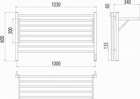 Горизонт П8 1000х600 электро КС ЧЕРНЫЙ МУАР (sensor quick touch) Полотенцесушитель TERMINUS Кропоткин - фото 5