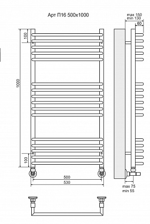 Арт П16 500х1000 Полотенцесушитель TERMINUS Кропоткин - фото 3 Арт П16 500х1000 Полотенцесушитель TERMINUS Кропоткин - фото 3